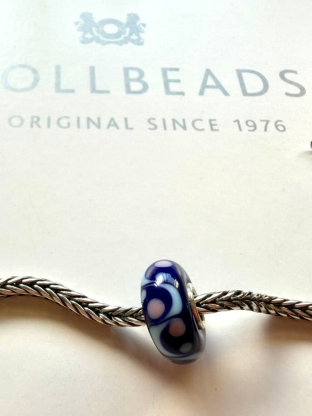 Trollbeads OOAK Jumbo Universal Unique Bead - Blues With Pink